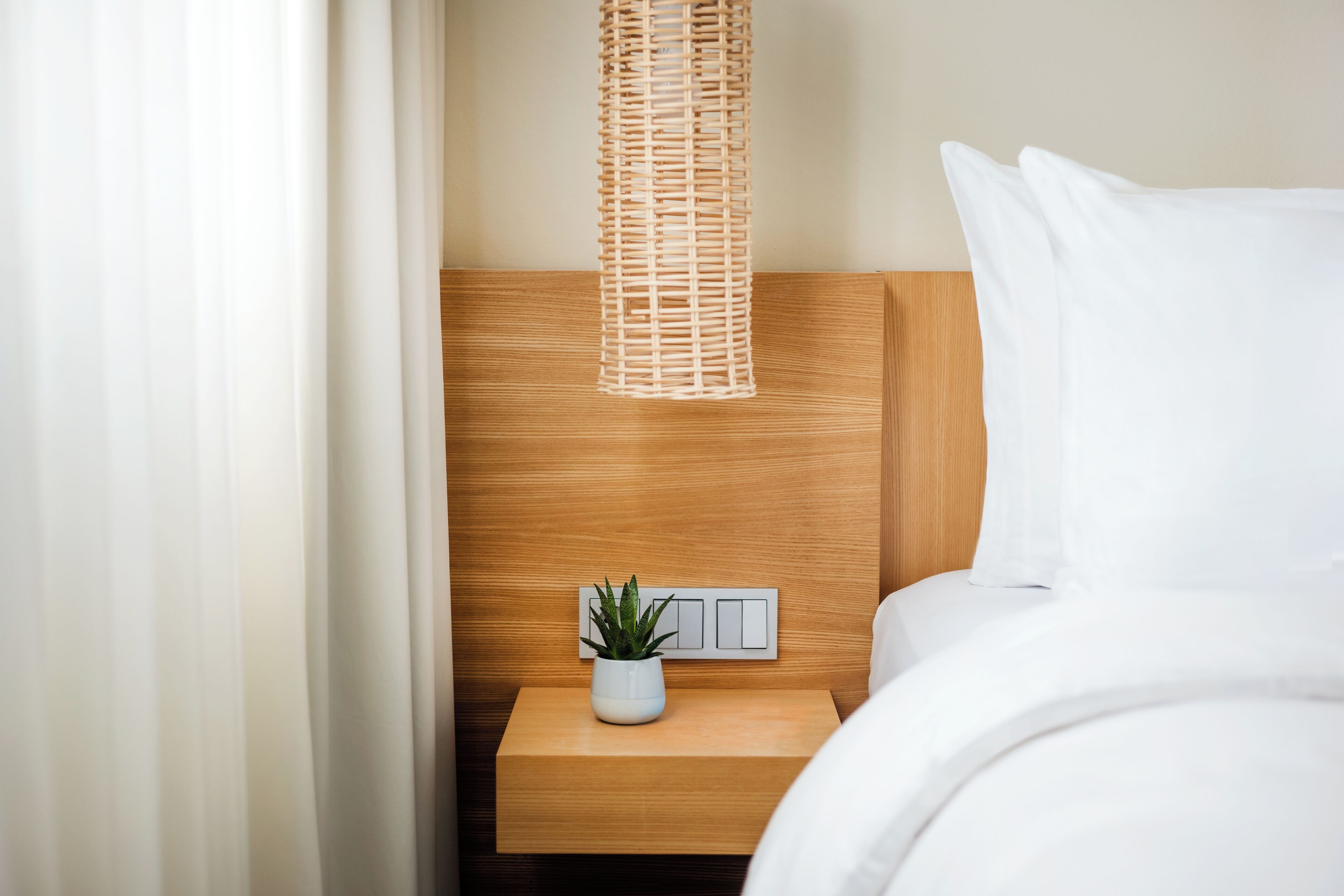 minibar, desk, laptop workspace, blackout curtains