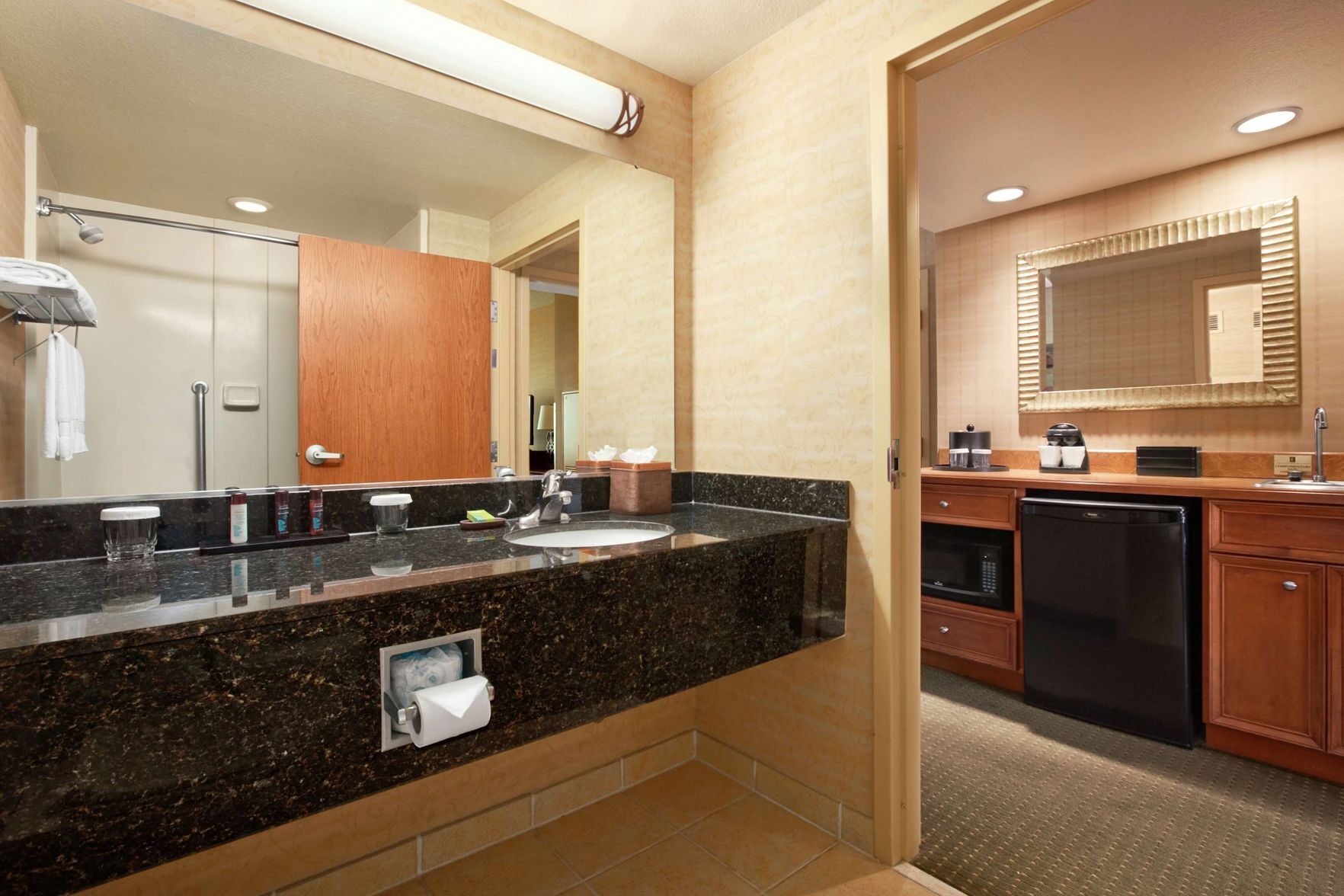 Bathroom | Combined shower/tub, free toiletries, hair dryer, towels