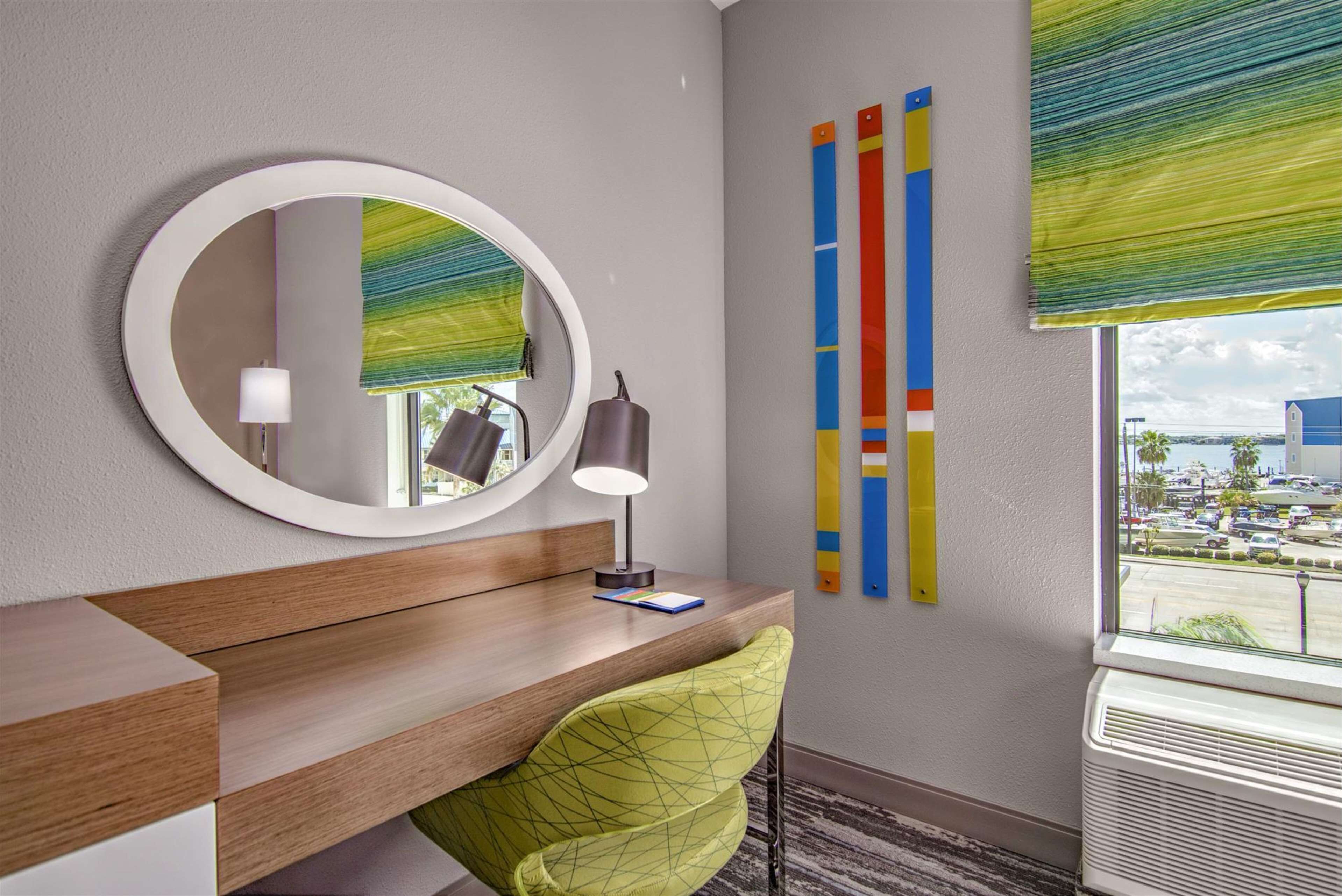 premium bedding, desk, laptop workspace, blackout curtains