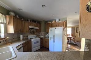 Family Apartment | Private kitchen | Fridge, microwave, oven, stovetop