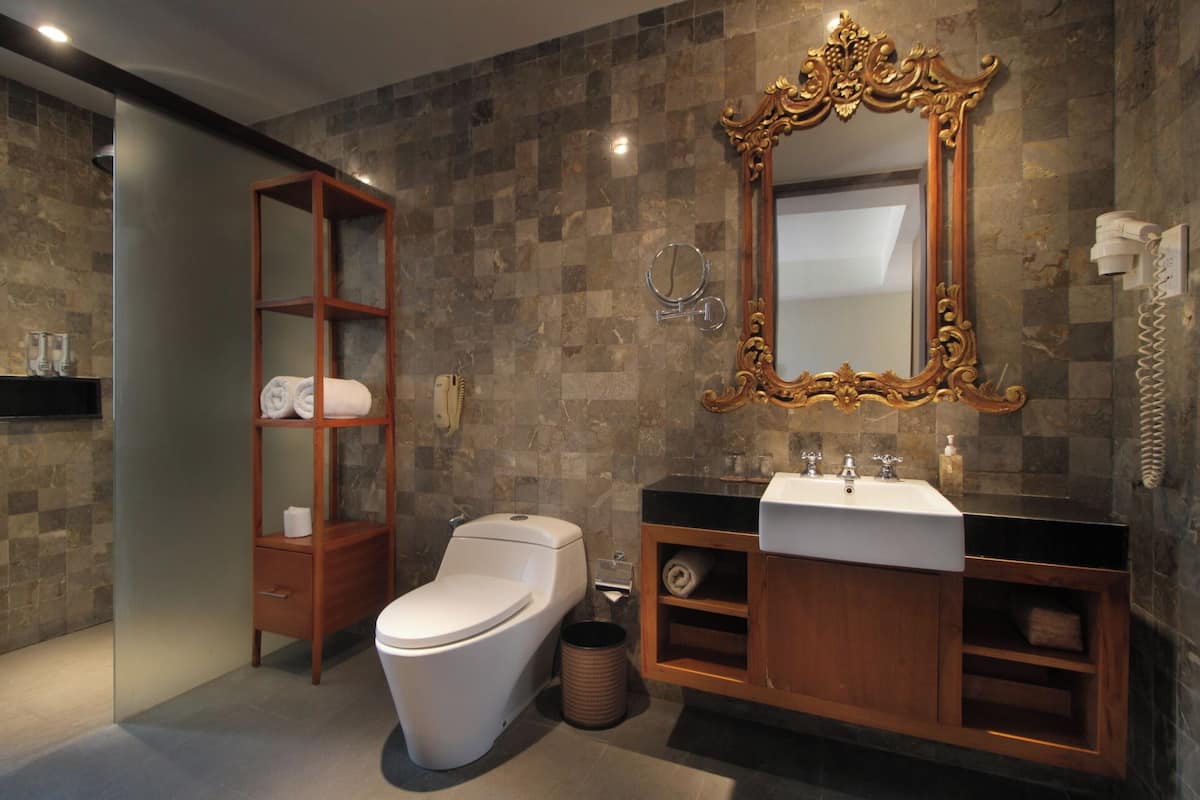 shower, rainfall showerhead, free toiletries, hair dryer