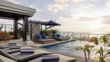 Outdoor pool, pool loungers