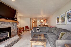 Condo, 2 Bedrooms, 2 Bathrooms | Living area | Flat-screen TV, fireplace