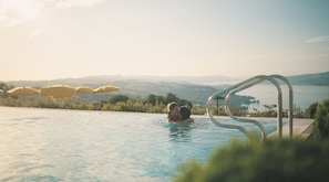 Indoor pool, outdoor pool, sun loungers