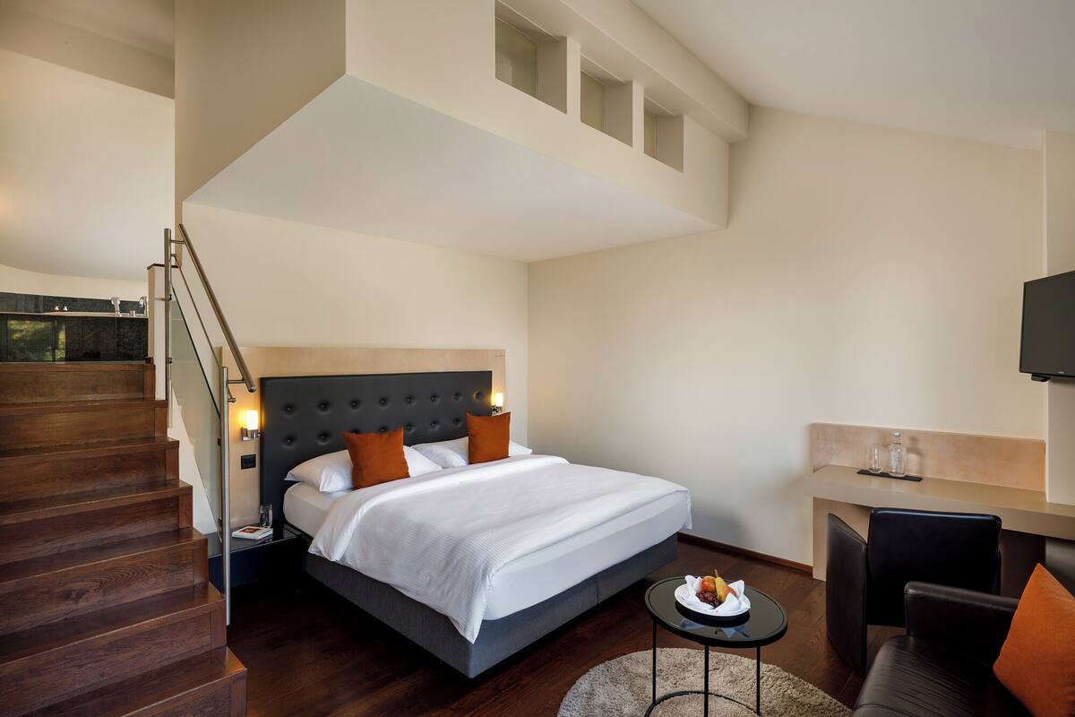 Literie de qualité supérieure, couette en duvet d'oie, minibar