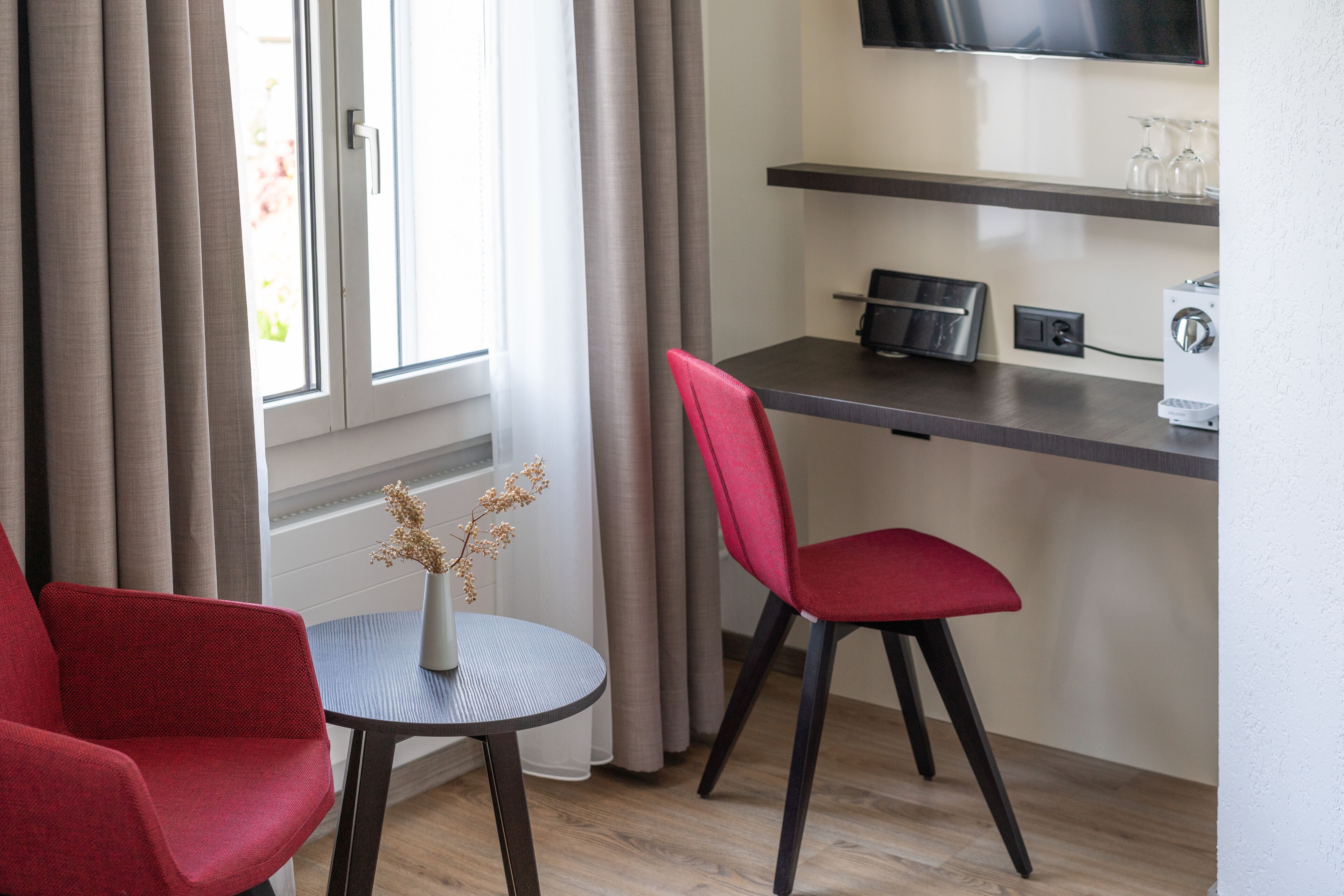 cozy double room | living area | 32-inch flat-screen tv with cable channels, tv