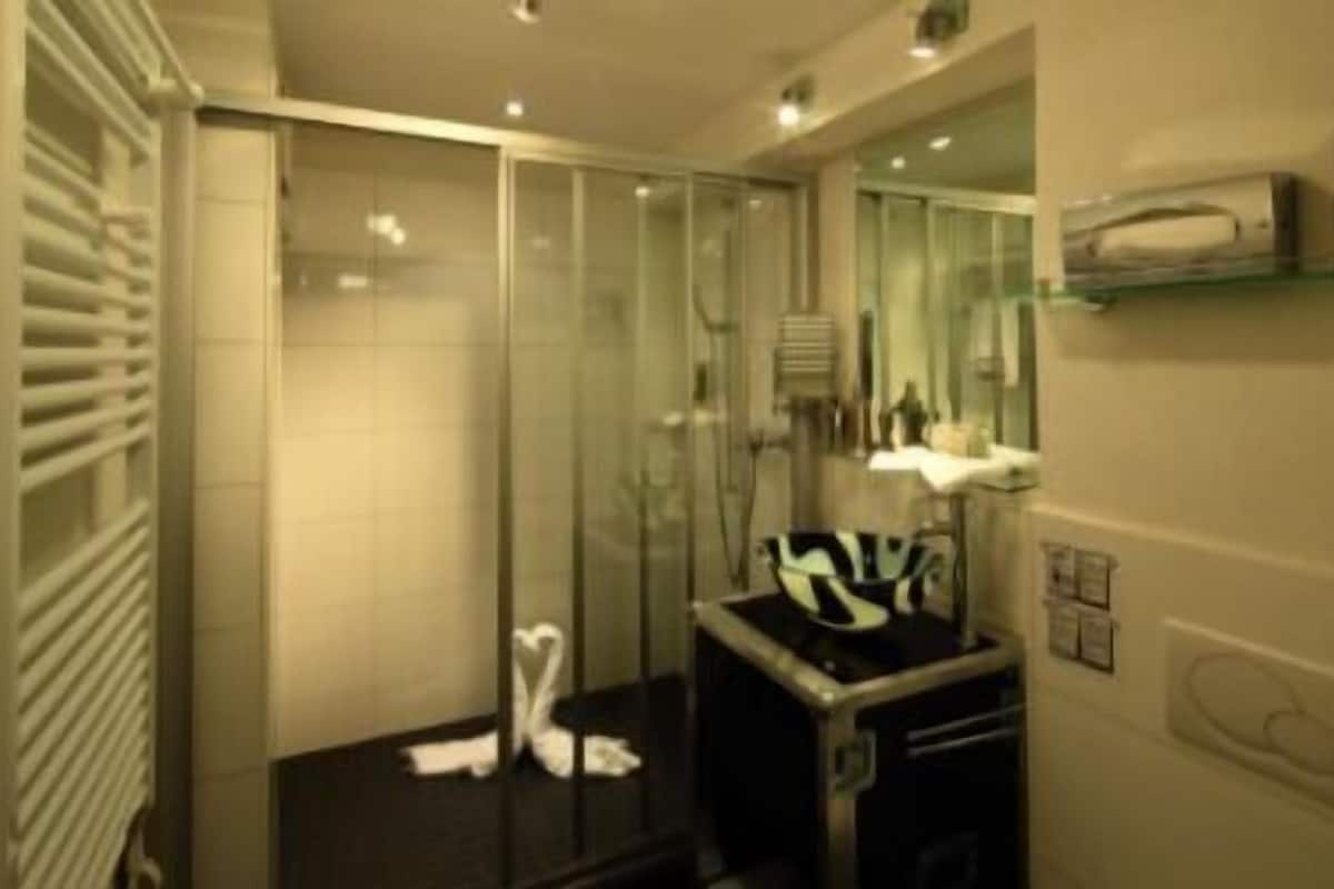 shower, free toiletries, hair dryer, bathrobes