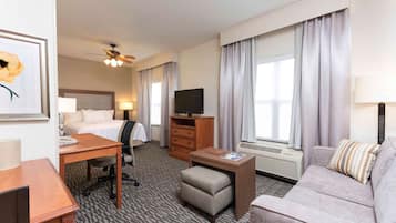 In-room safe, desk, laptop workspace, blackout curtains