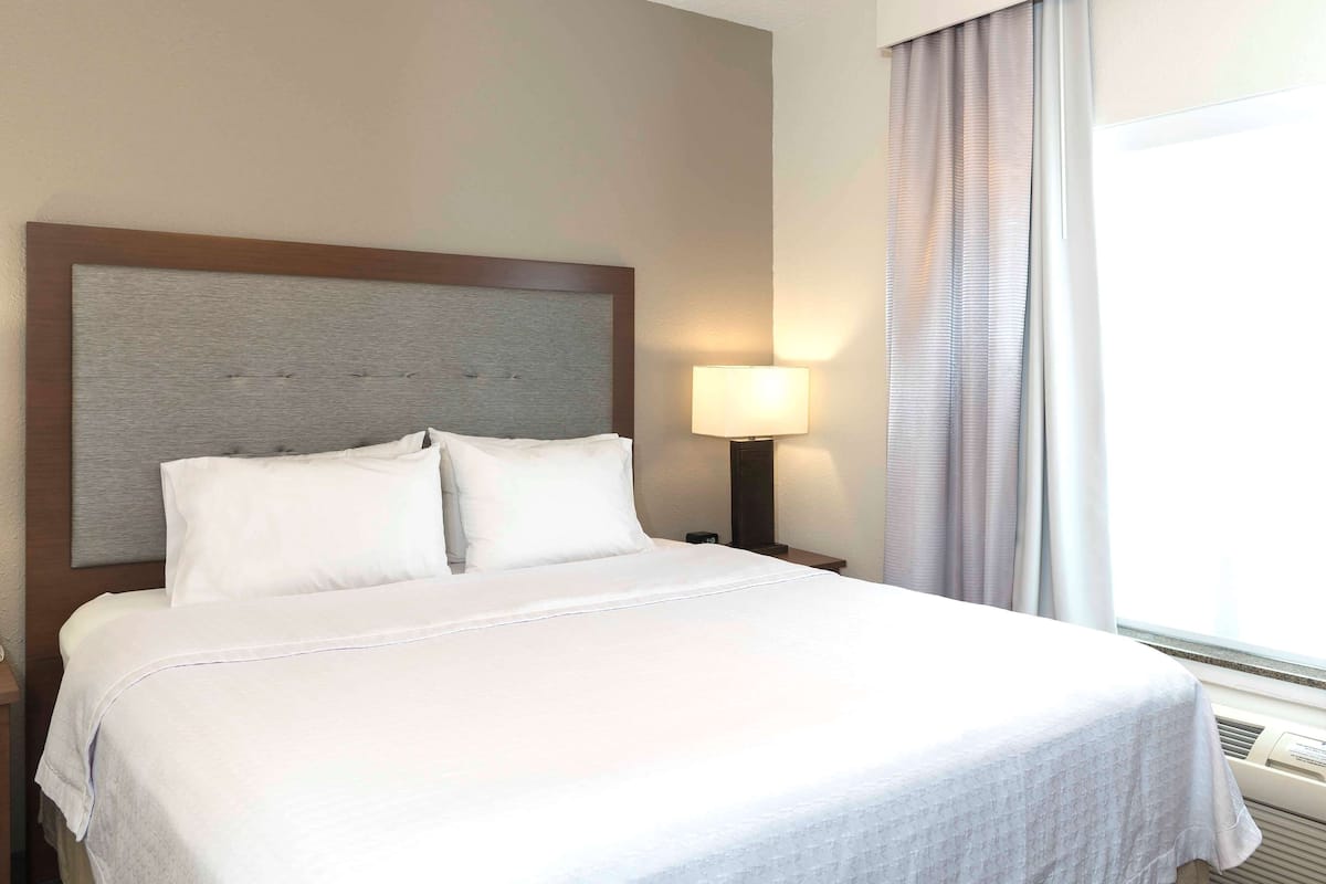 In-room safe, desk, laptop workspace, blackout curtains