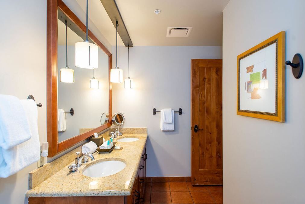 combined shower/bathtub, designer toiletries, hair dryer, towels