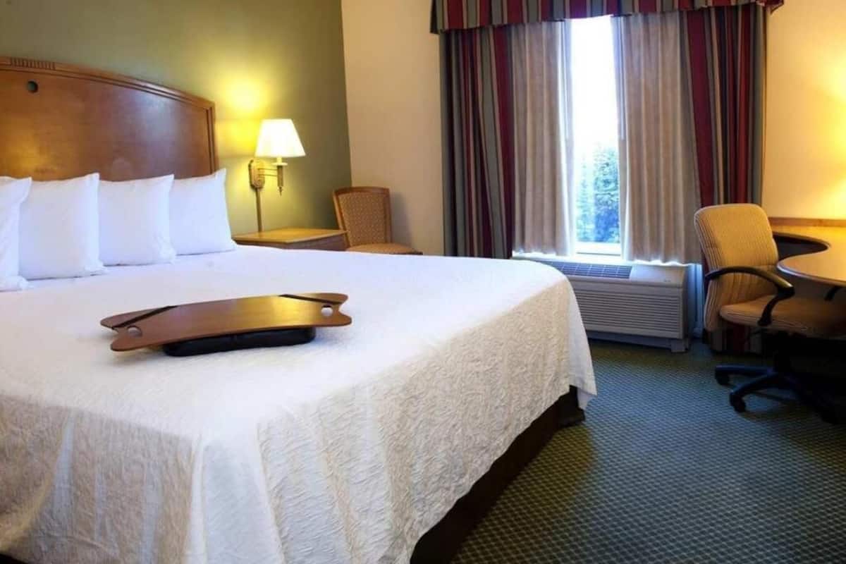 Down duvets, desk, blackout curtains, iron/ironing board