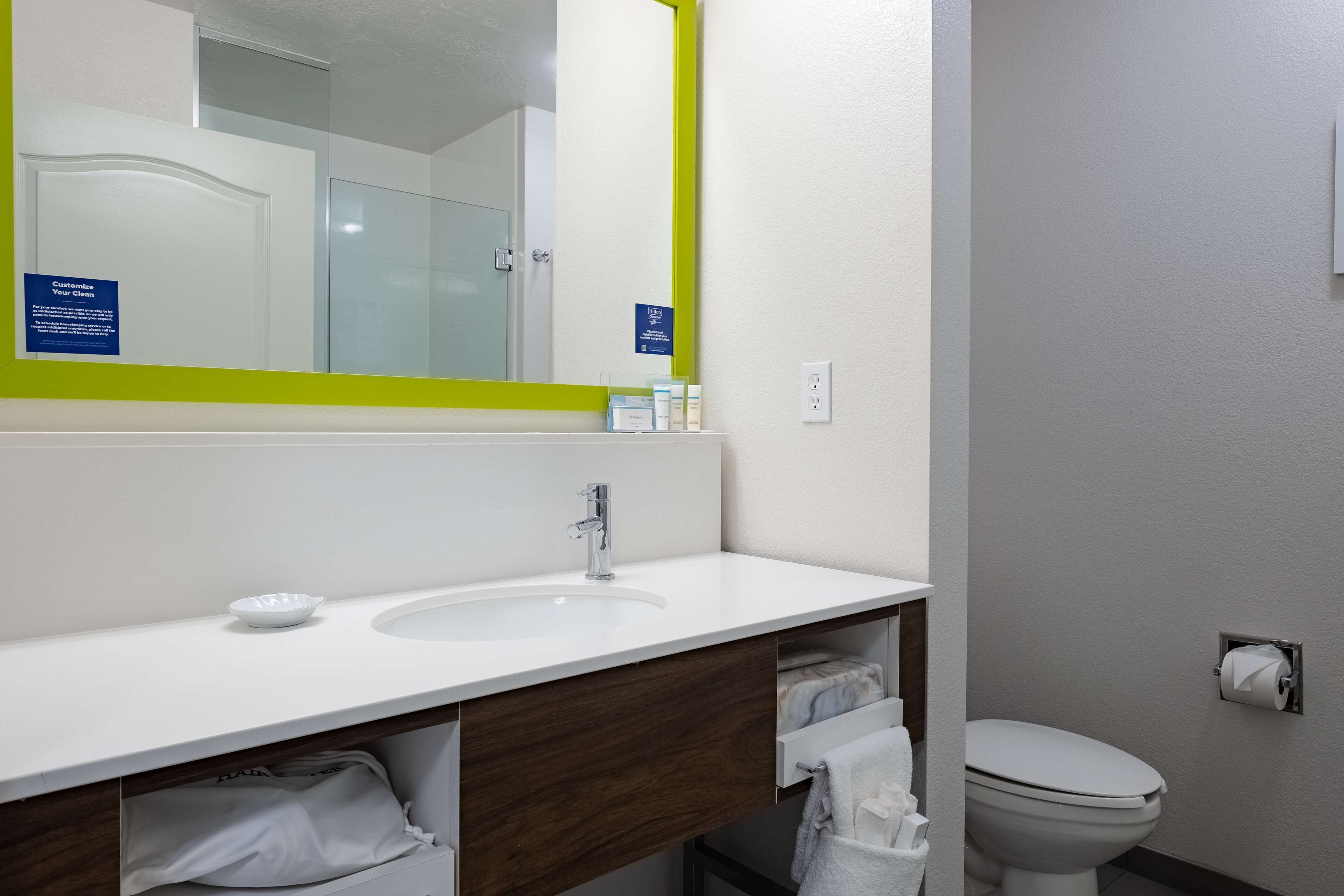 free toiletries, hair dryer, towels