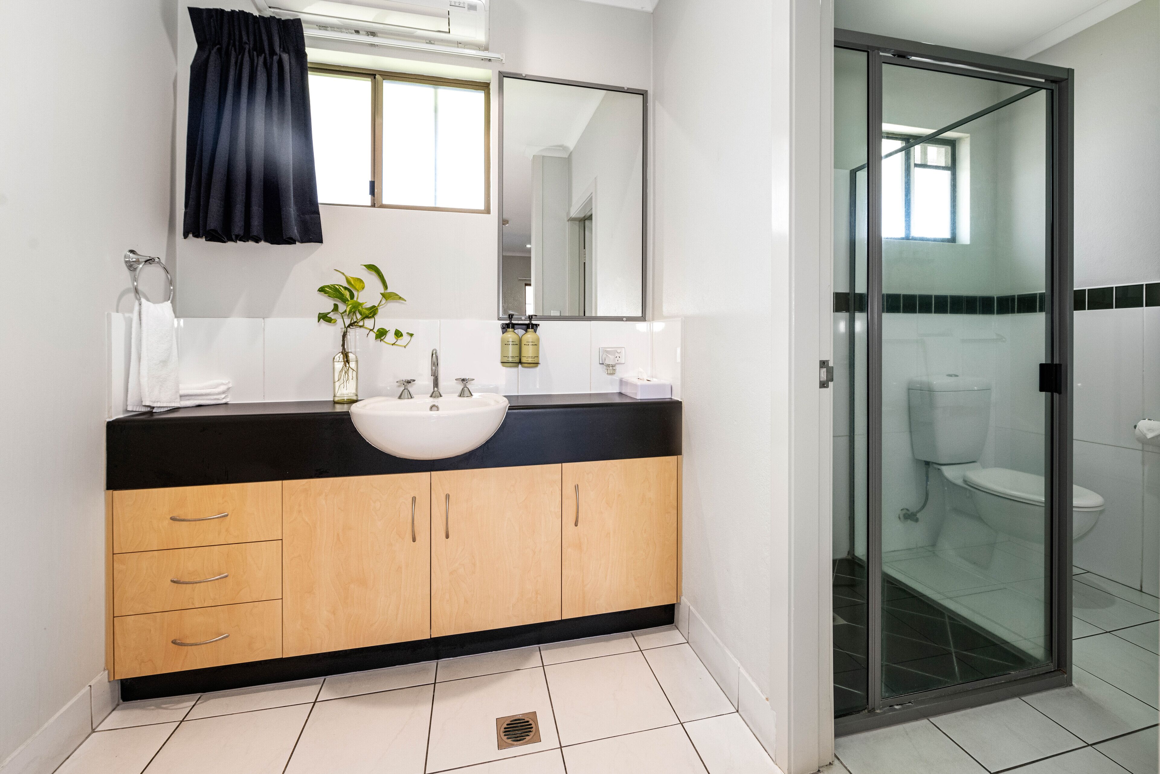 king room (non pet) | bathroom | free toiletries, hair dryer, towels