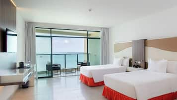 Double Room, Oceanfront | Down duvets, minibar, in-room safe, desk