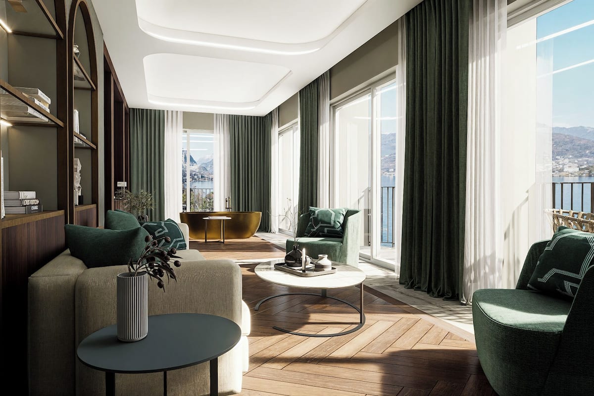 Senior Suite Fashion, vista lago | Oppholdsområde | LCD-TV