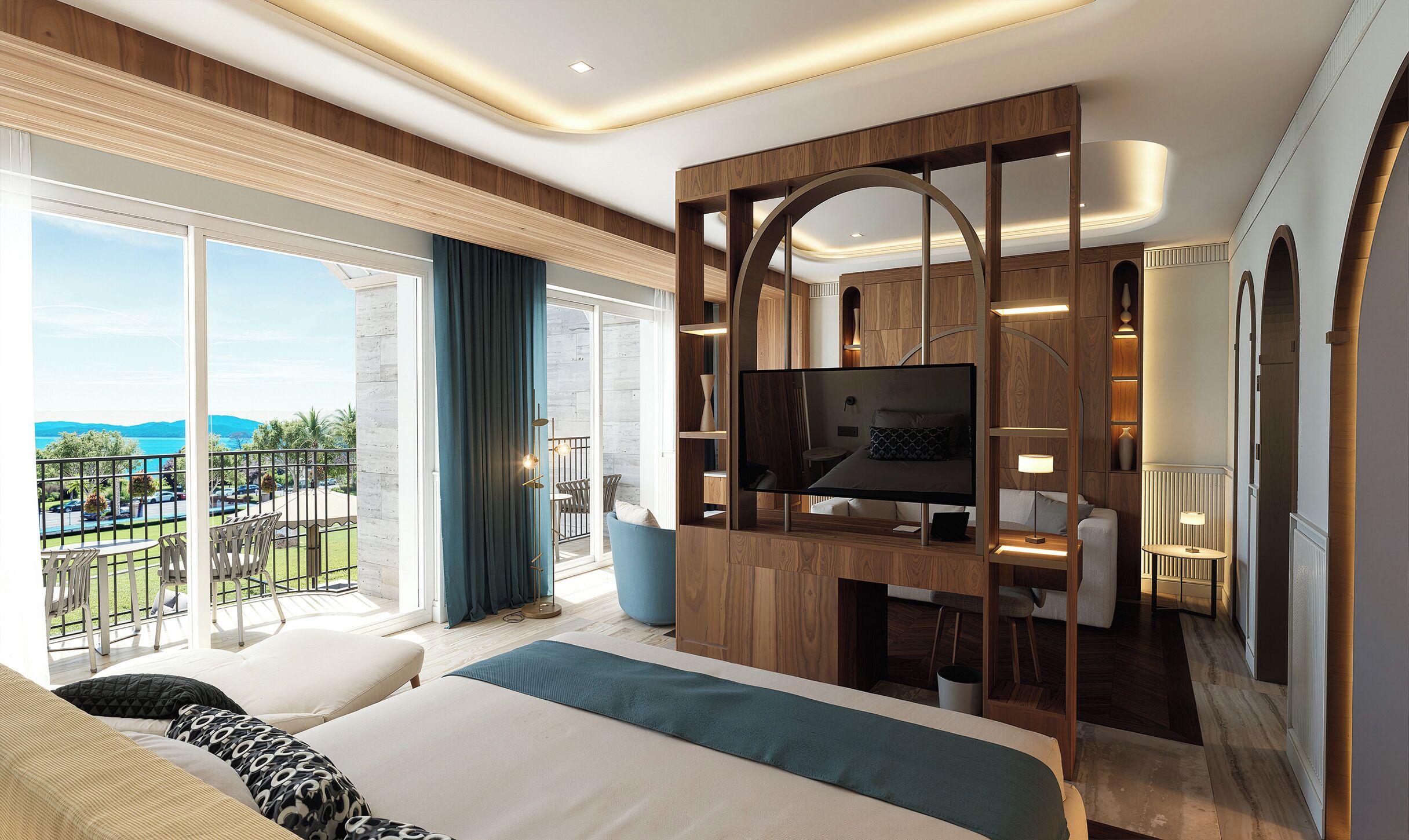 Family 3 - DELUXE, vista sul lago o sulla piscina | Coffre-fort, accès au Wi-Fi (inclus), ameublement unique