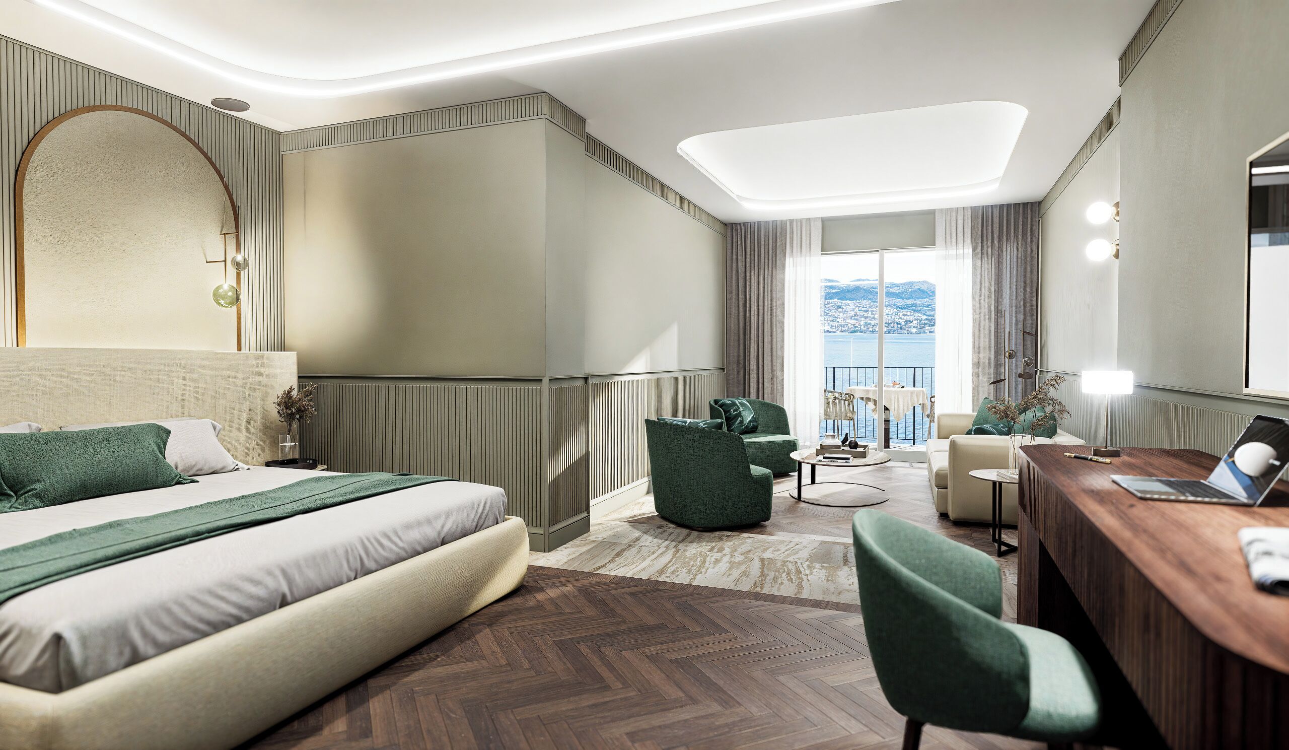 Family 3 - DELUXE, vista sul lago o sulla piscina | ตู้นิรภัยในห้องพัก, ตกแต่งพิเศษโดยเฉพาะ, Wi-Fi ฟรี, ผ้าปูที่นอน