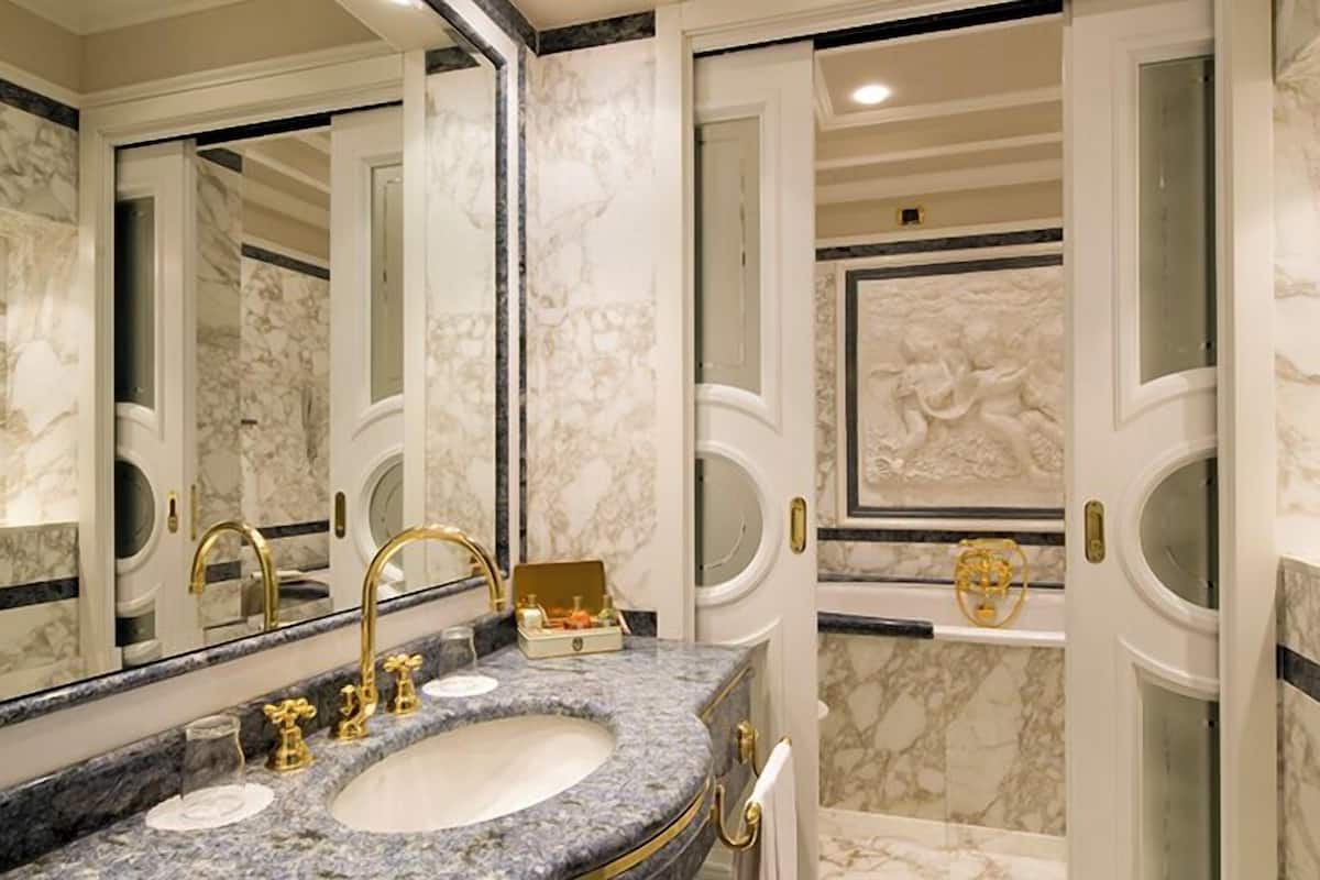 free toiletries, hair dryer, bidet, towels