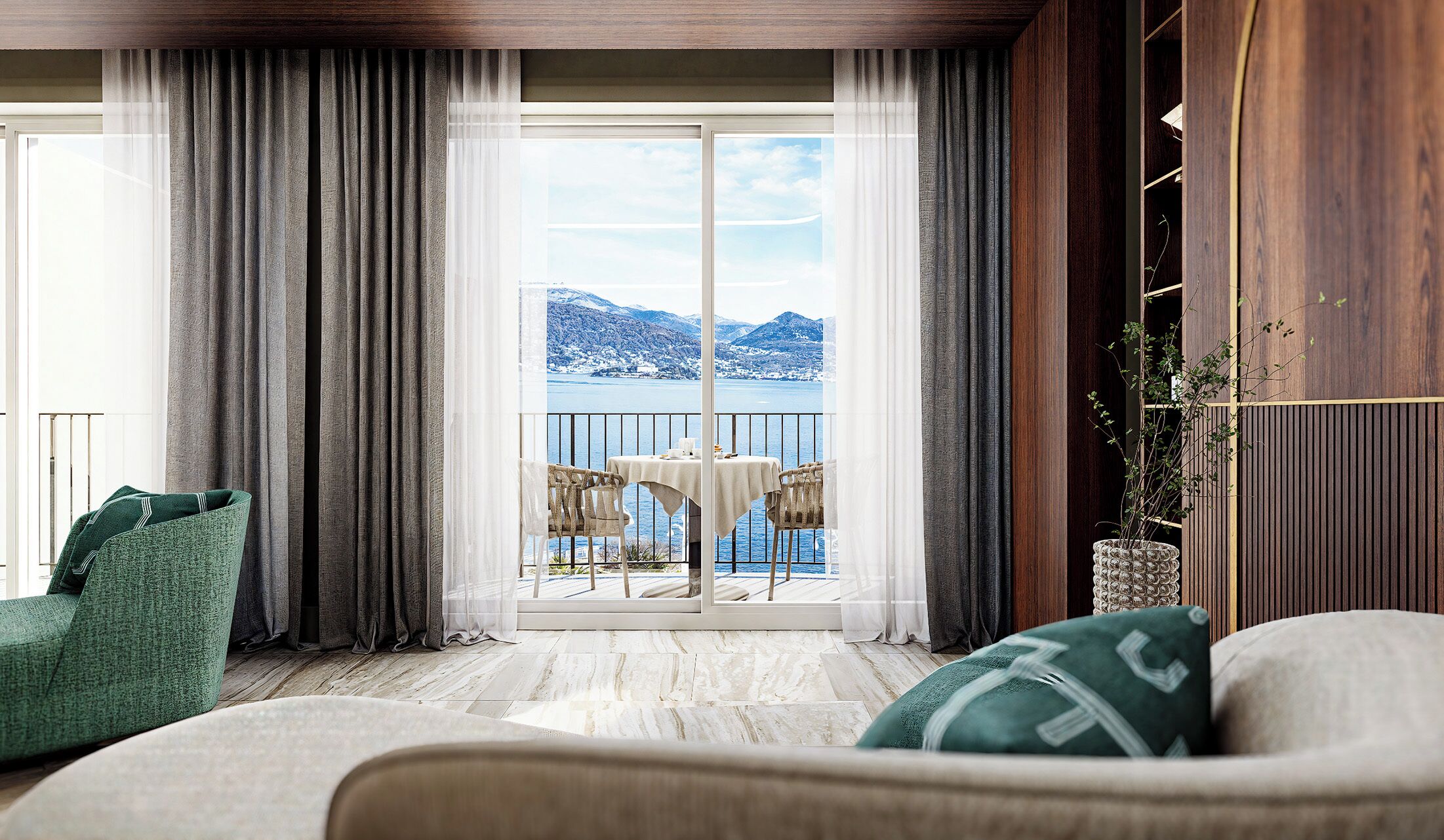 Family 4 DELUXE, vista sul lago, con terrazza | Coffres-forts dans les chambres, ameublement personnalisé, Wi-Fi gratuit