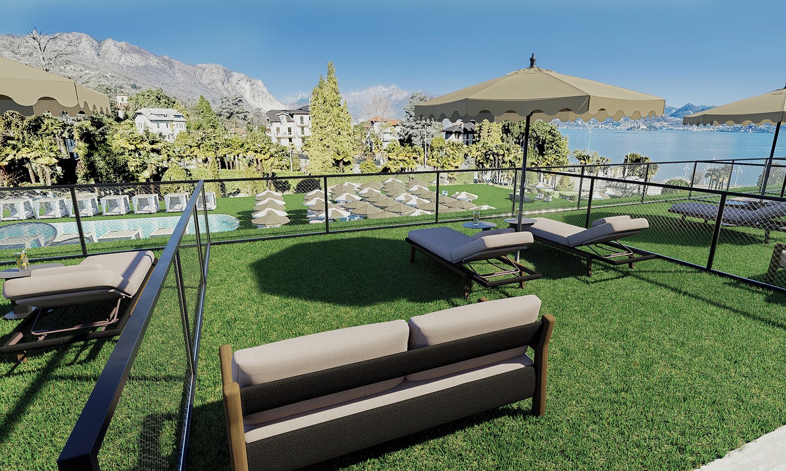 Junior Suite, vista laterale sul lago e sulla piscina | Terras