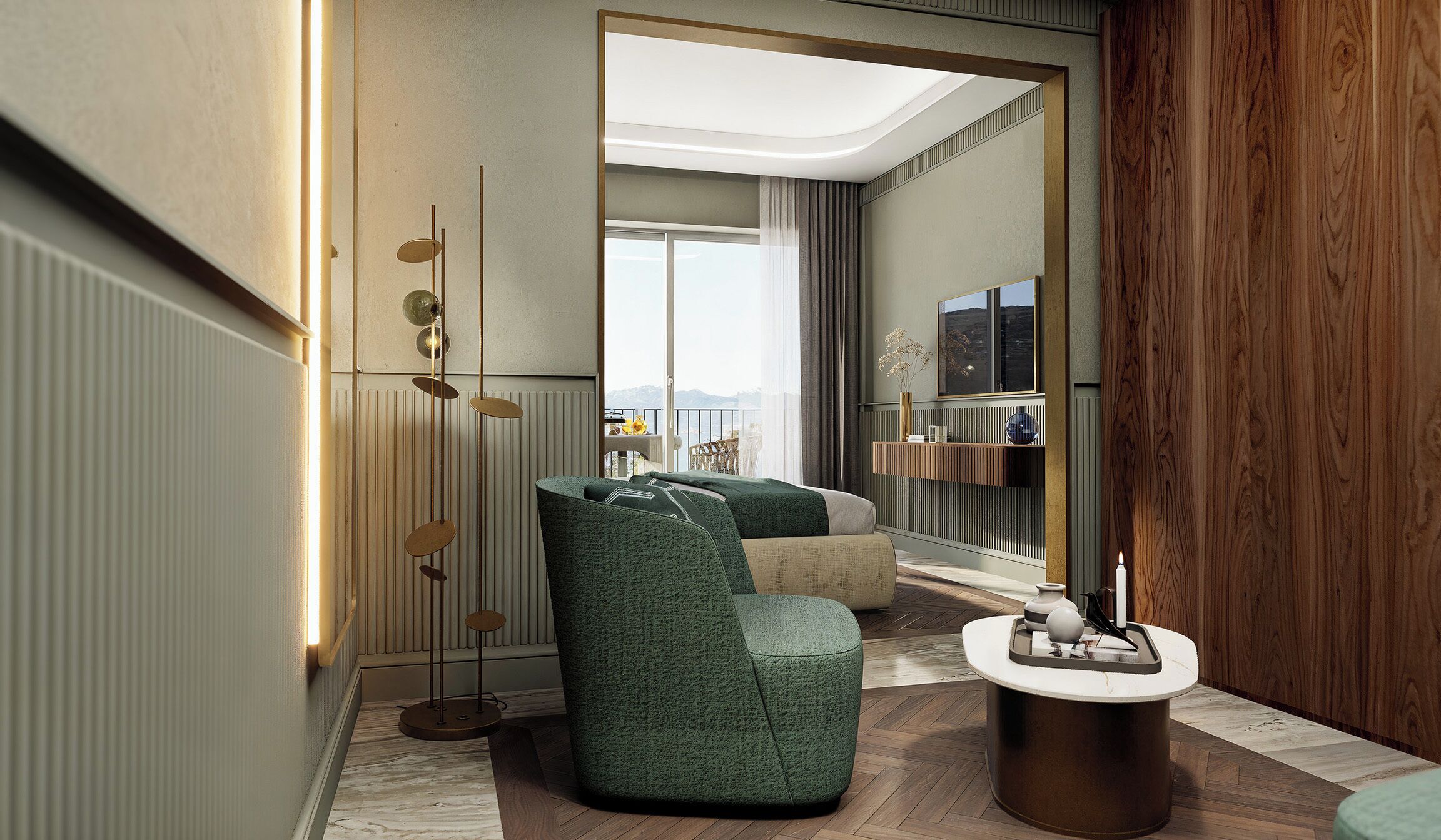 Doppia DELUXE, vista sulla piscina e laterale del lago | ตู้นิรภัยในห้องพัก, ตกแต่งพิเศษโดยเฉพาะ, Wi-Fi ฟรี, ผ้าปูที่นอน