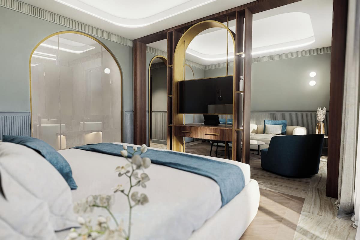Suite, vista lago, con terrazza | Safe på rommet, wi-fi (inkludert), individuelt innredet og sengetøy