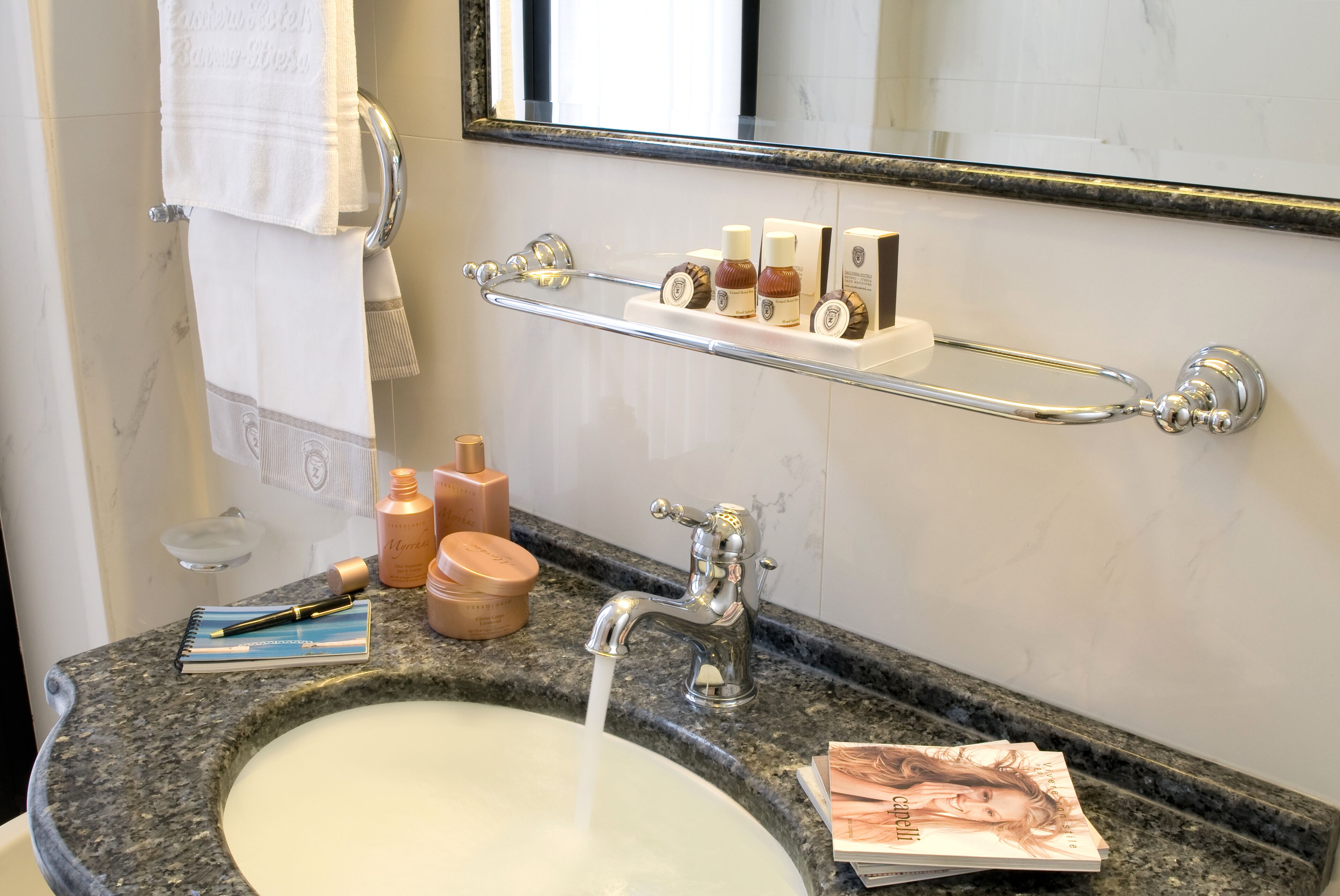 free toiletries, hair dryer, bidet, towels