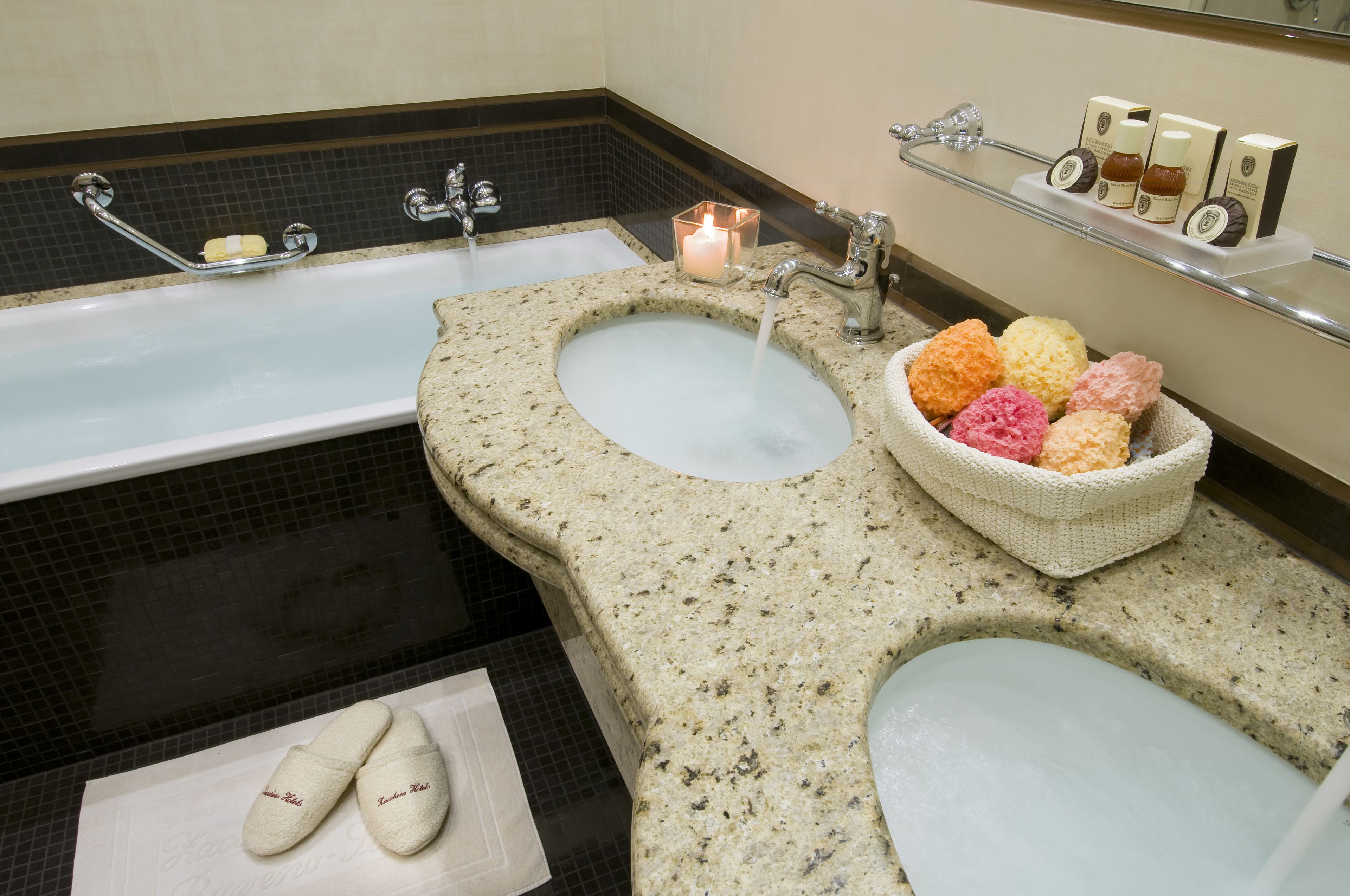 free toiletries, hair dryer, bidet, towels