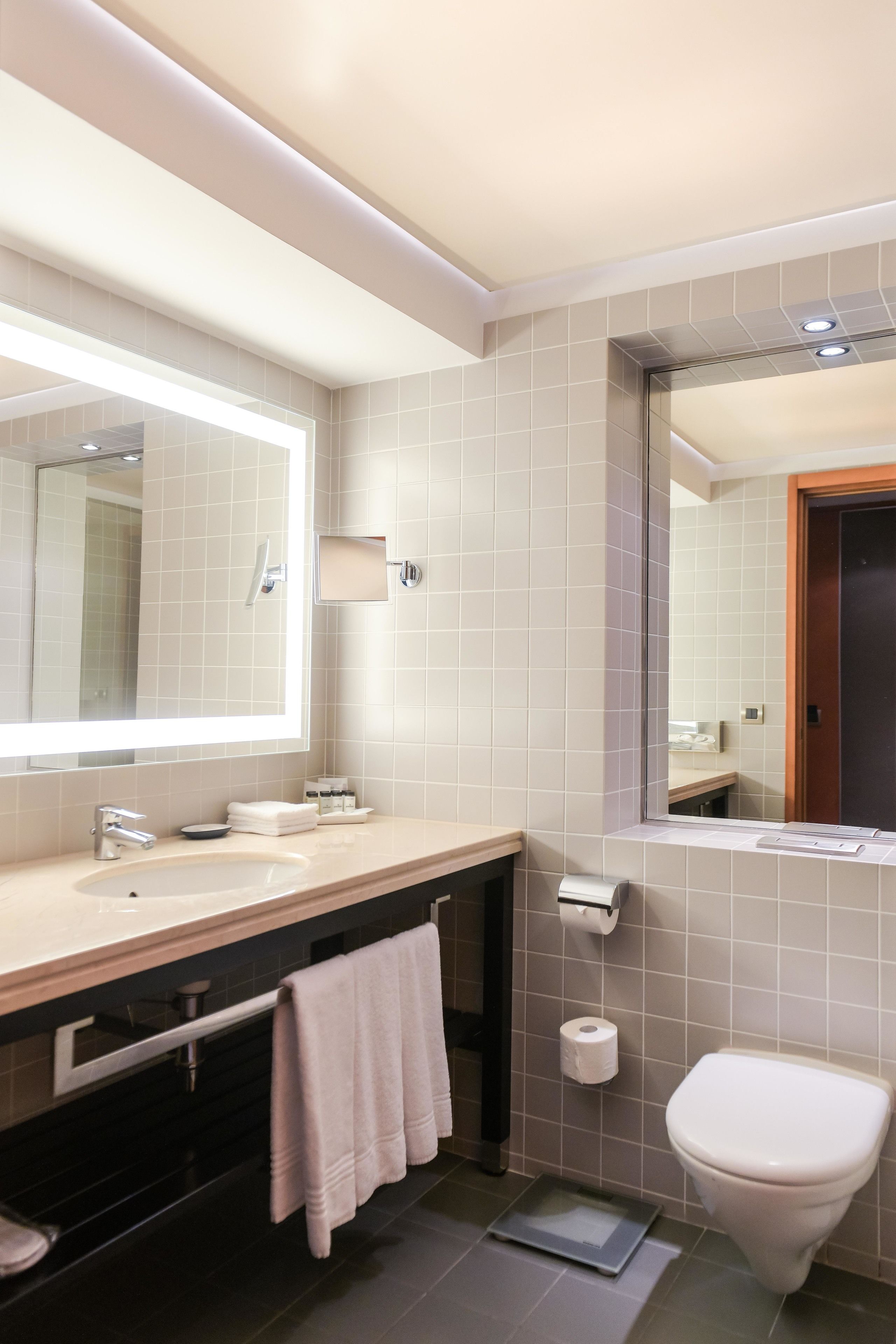 combined shower/bathtub, free toiletries, hair dryer, bathrobes