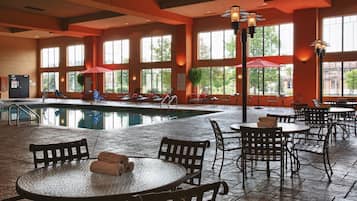 Indoor pool, open 8 AM to 11 PM, pool loungers