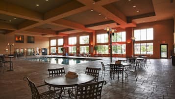 Indoor pool, open 8 AM to 11 PM, pool loungers