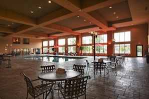 Indoor pool, open 8 AM to 11 PM, pool loungers
