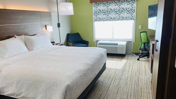 In-room safe, desk, laptop workspace, blackout curtains