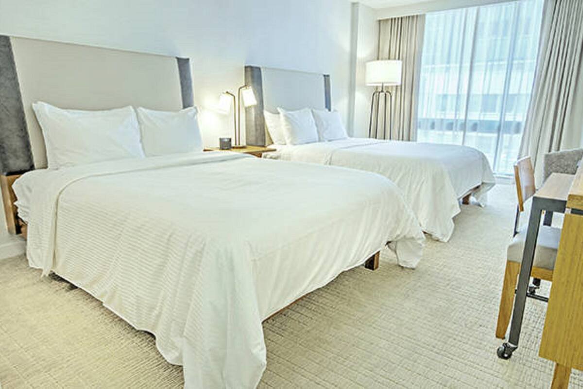 Premium bedding, pillow-top beds, in-room safe, desk