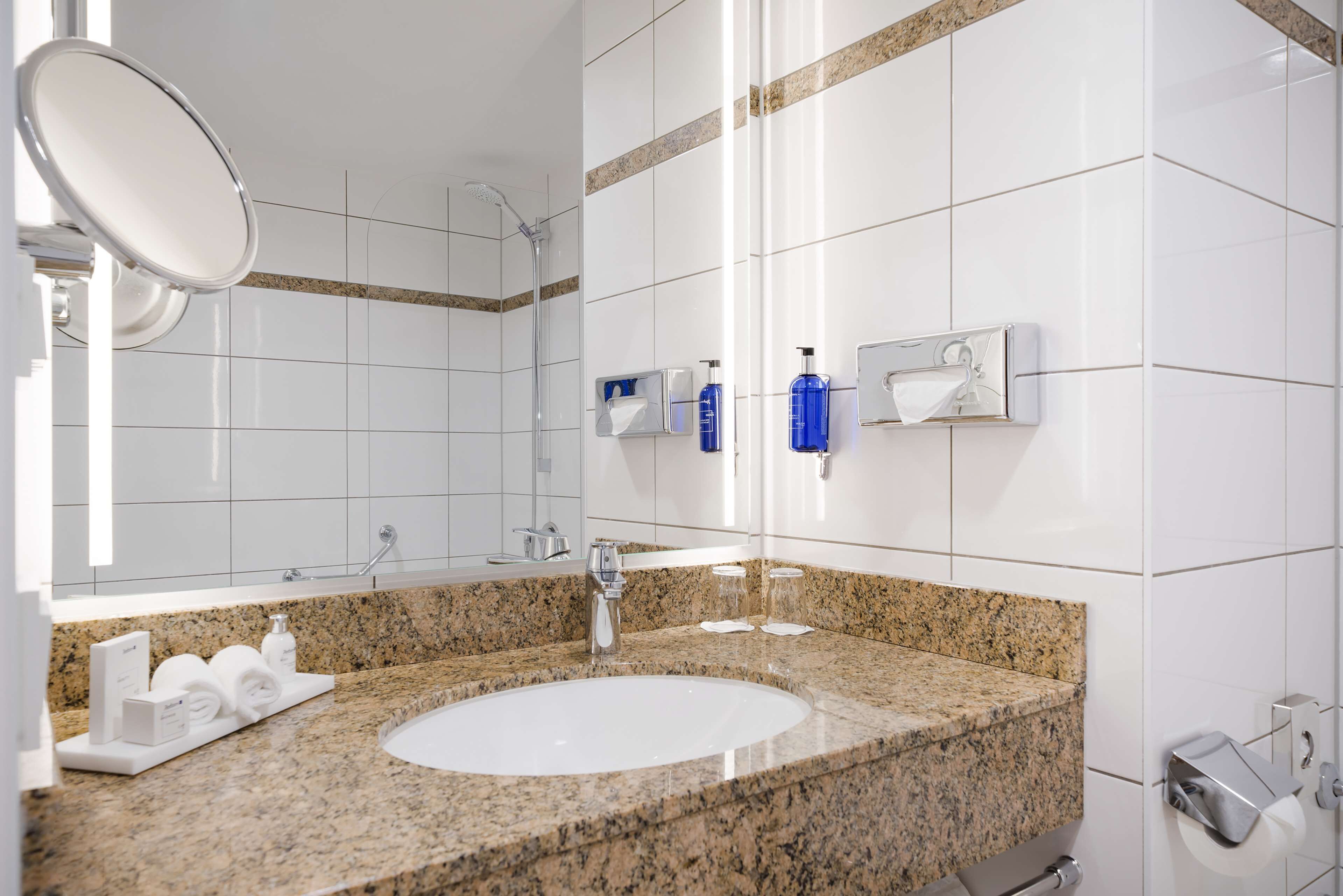 free toiletries, hair dryer, towels