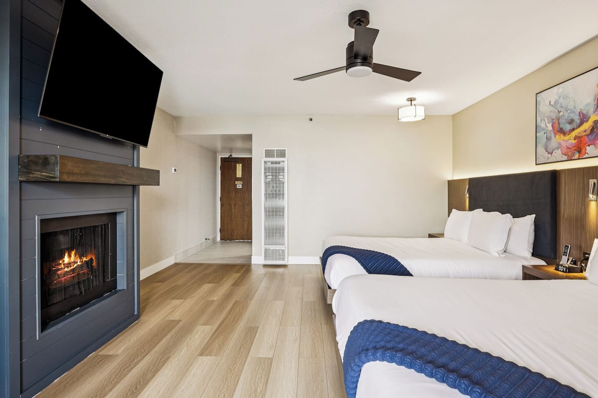 Premium 2 Queens Fireplace Partial Bay View | Premium bedding, memory foam beds, individually furnished