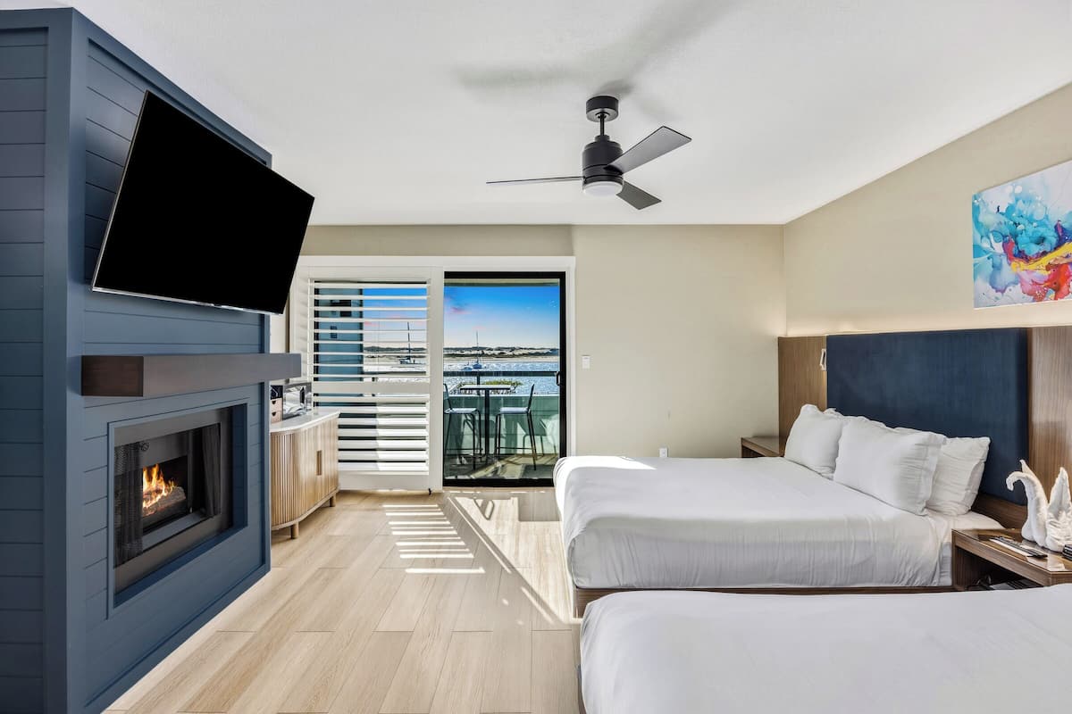 Superior 2 Queens Full Harbor View | Premium bedding, memory foam beds, individually furnished