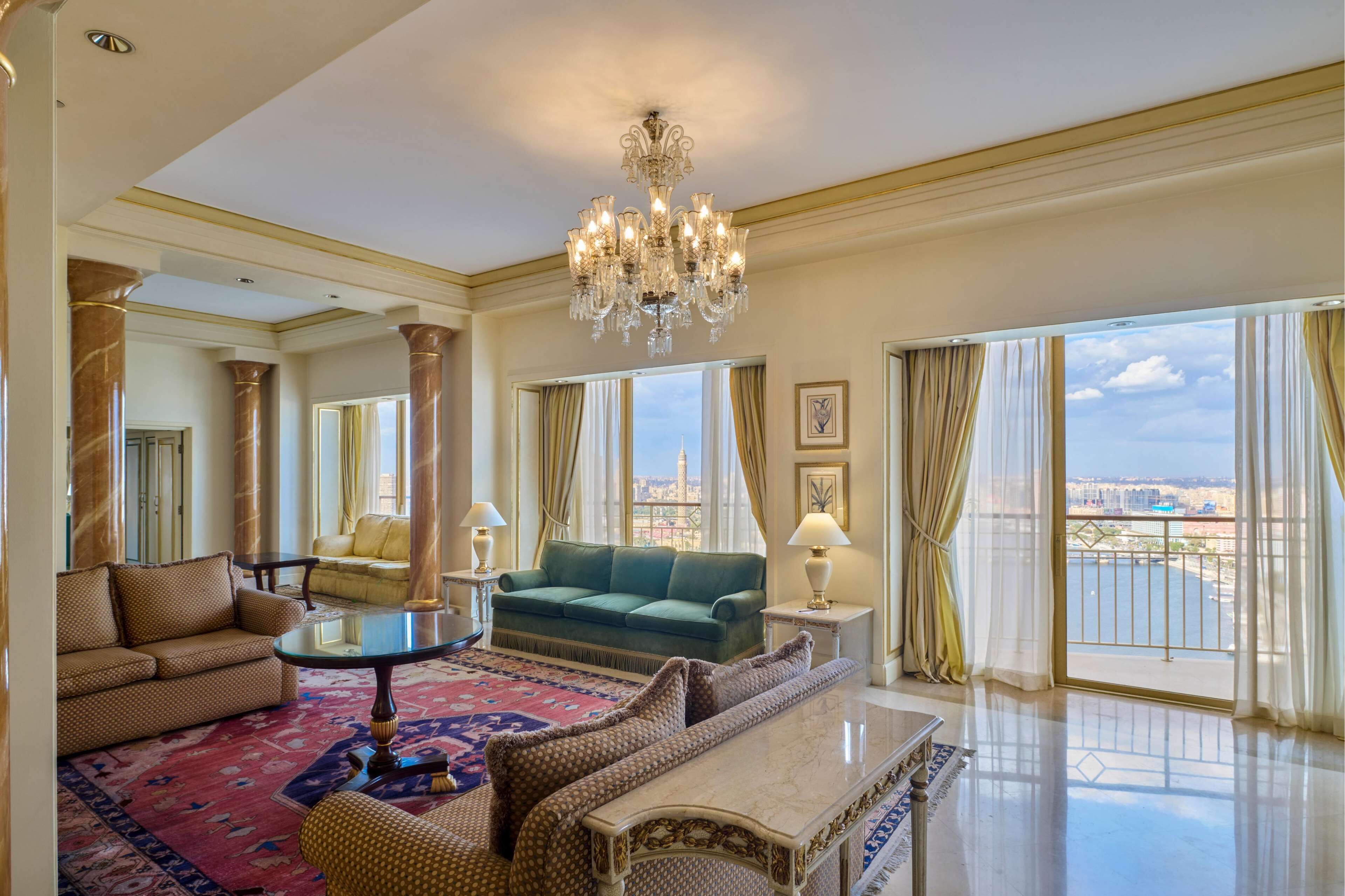 Royal Suite, 1 King Bed (Nile View) | Living area | 40-inch LED TV with satellite channels, TV