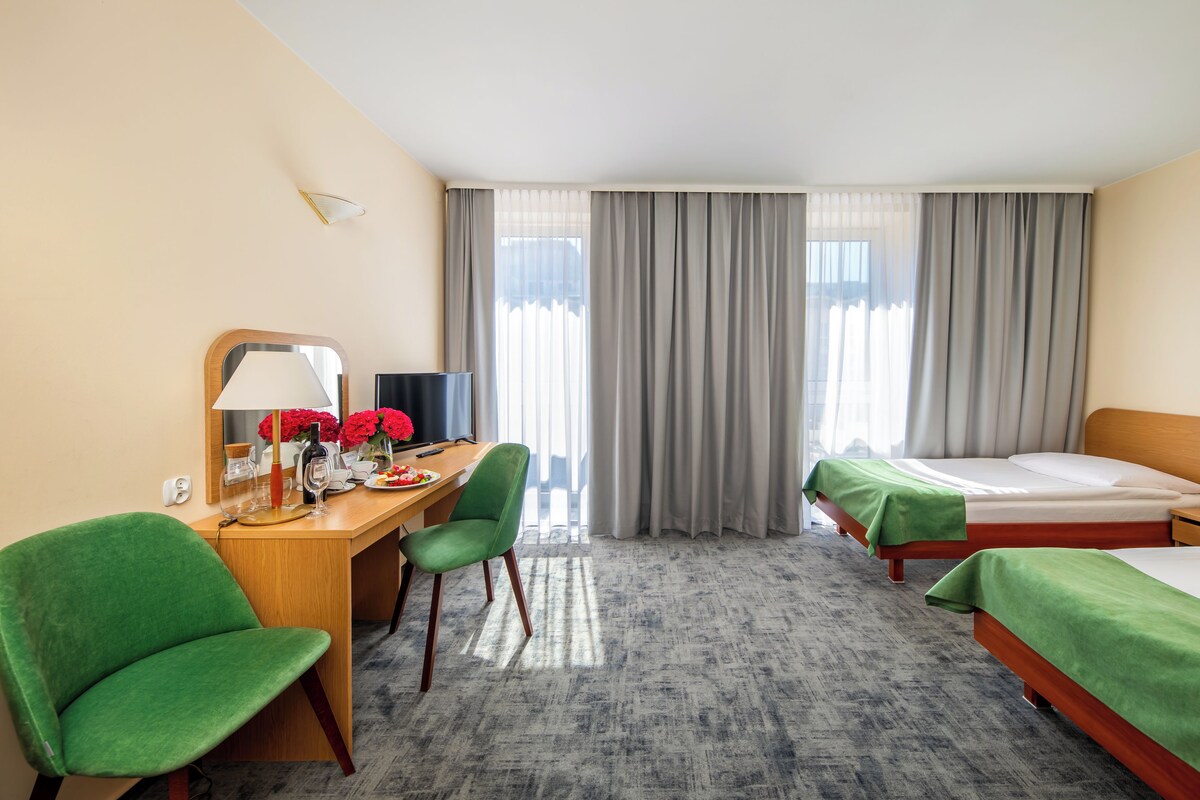 Habitación estándar con 2 camas individuales | Ropa de cama de alta calidad y colchones con acolchado adicional