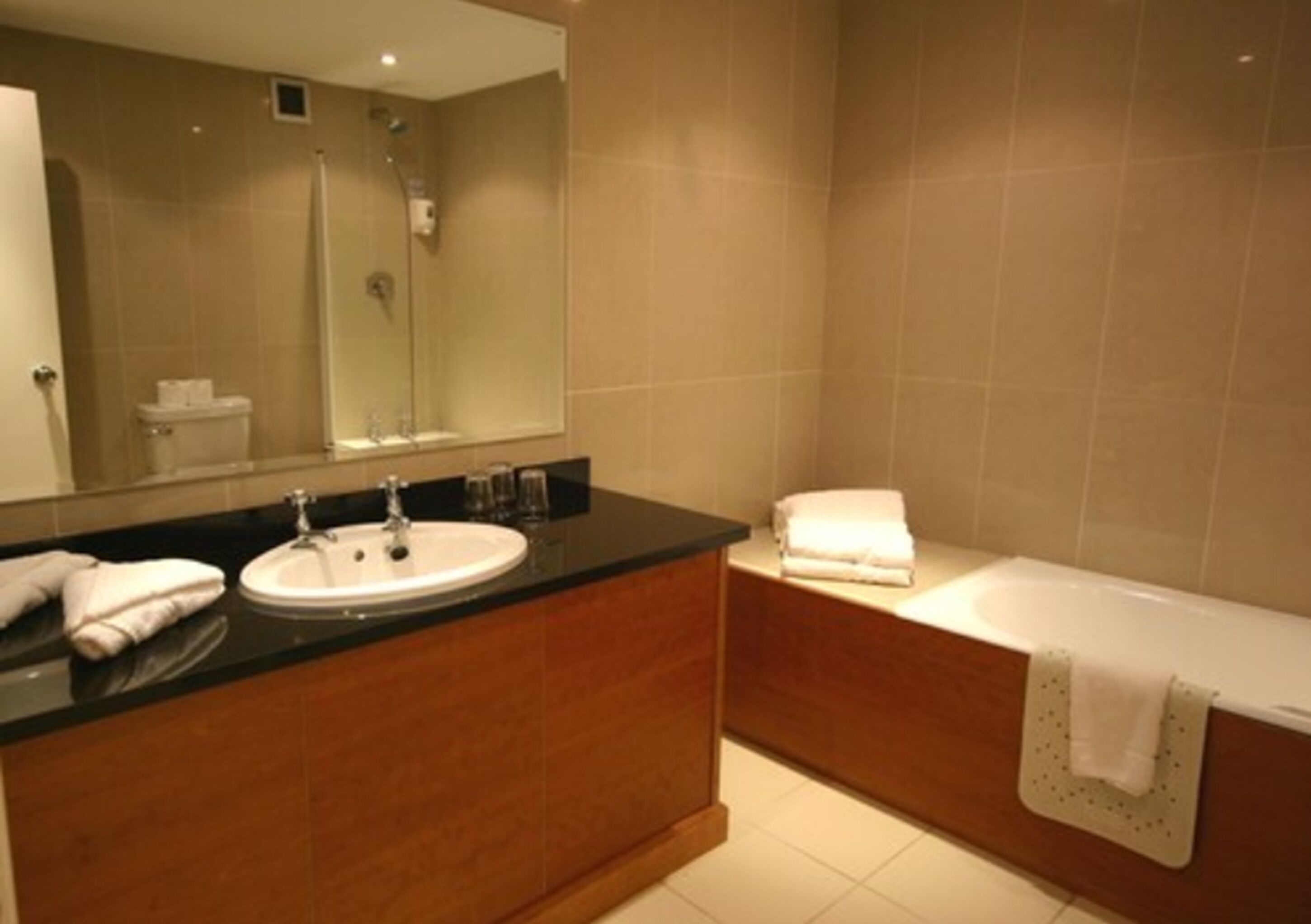 standard double room | bathroom | hair dryer, towels