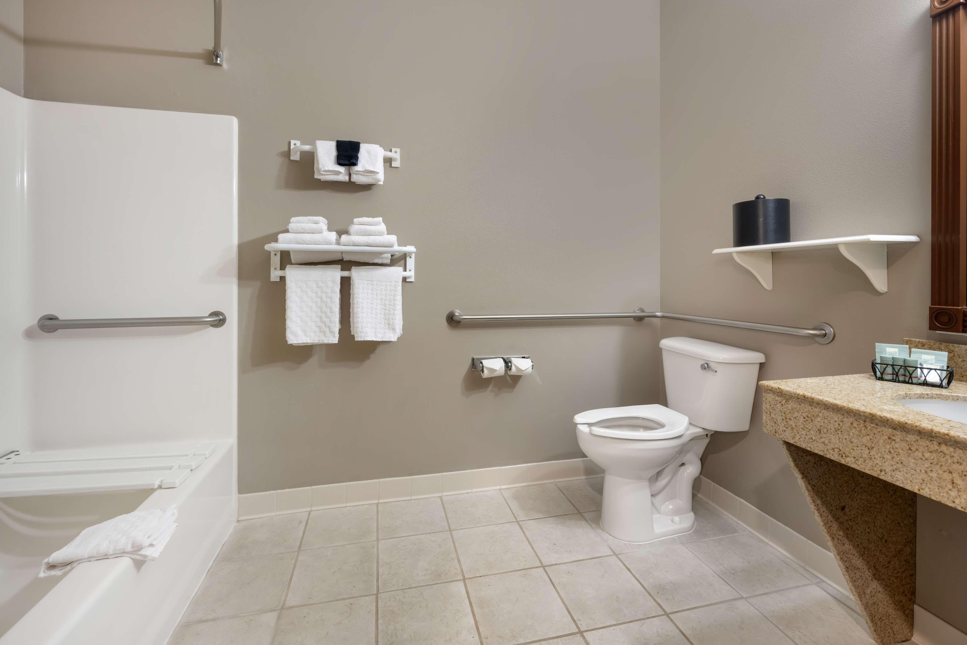 free toiletries, hair dryer, towels