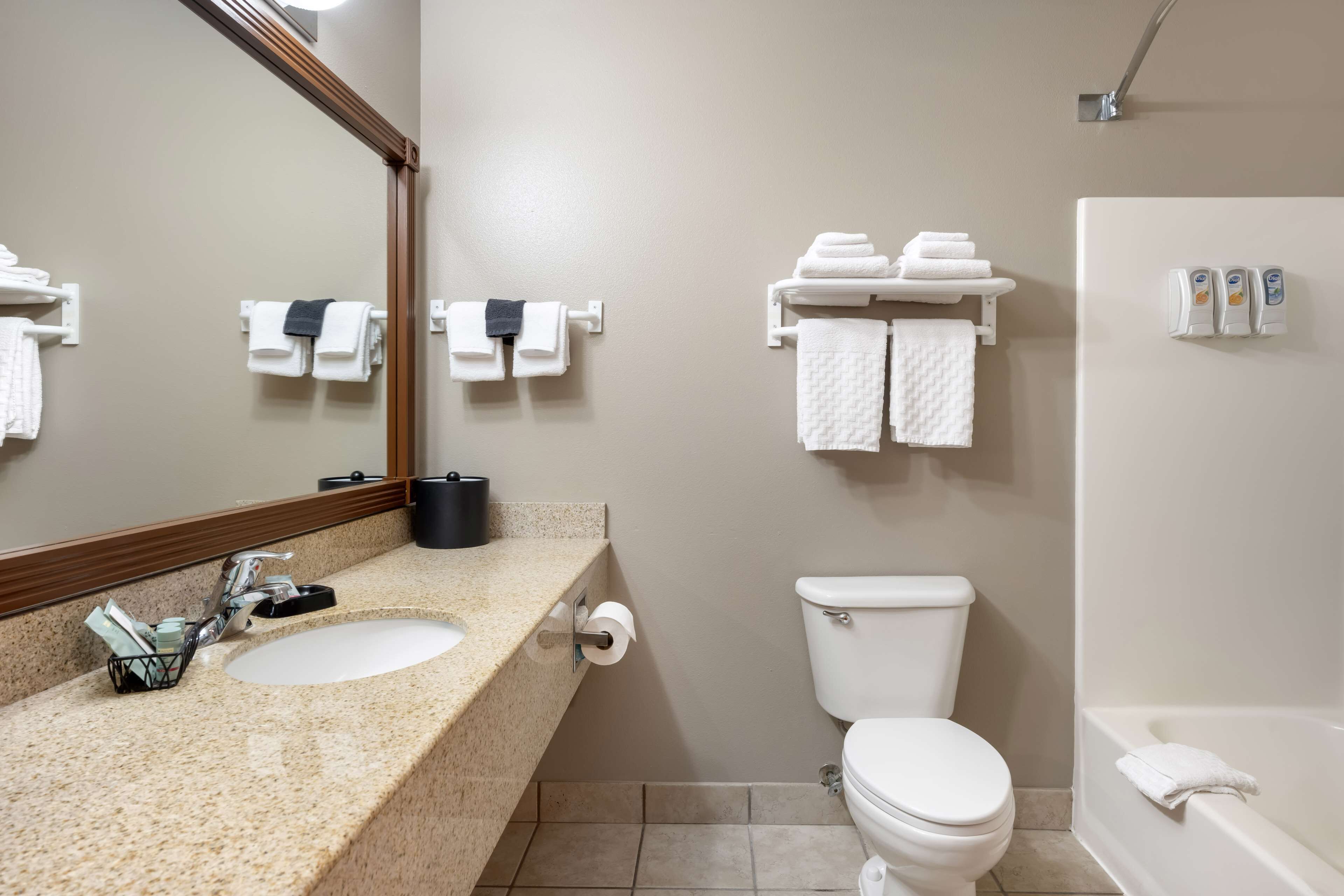 free toiletries, hair dryer, towels