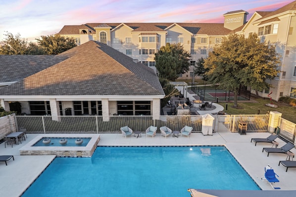 Outdoor pool, open 9:00 AM to 10:00 PM, pool umbrellas, sun loungers