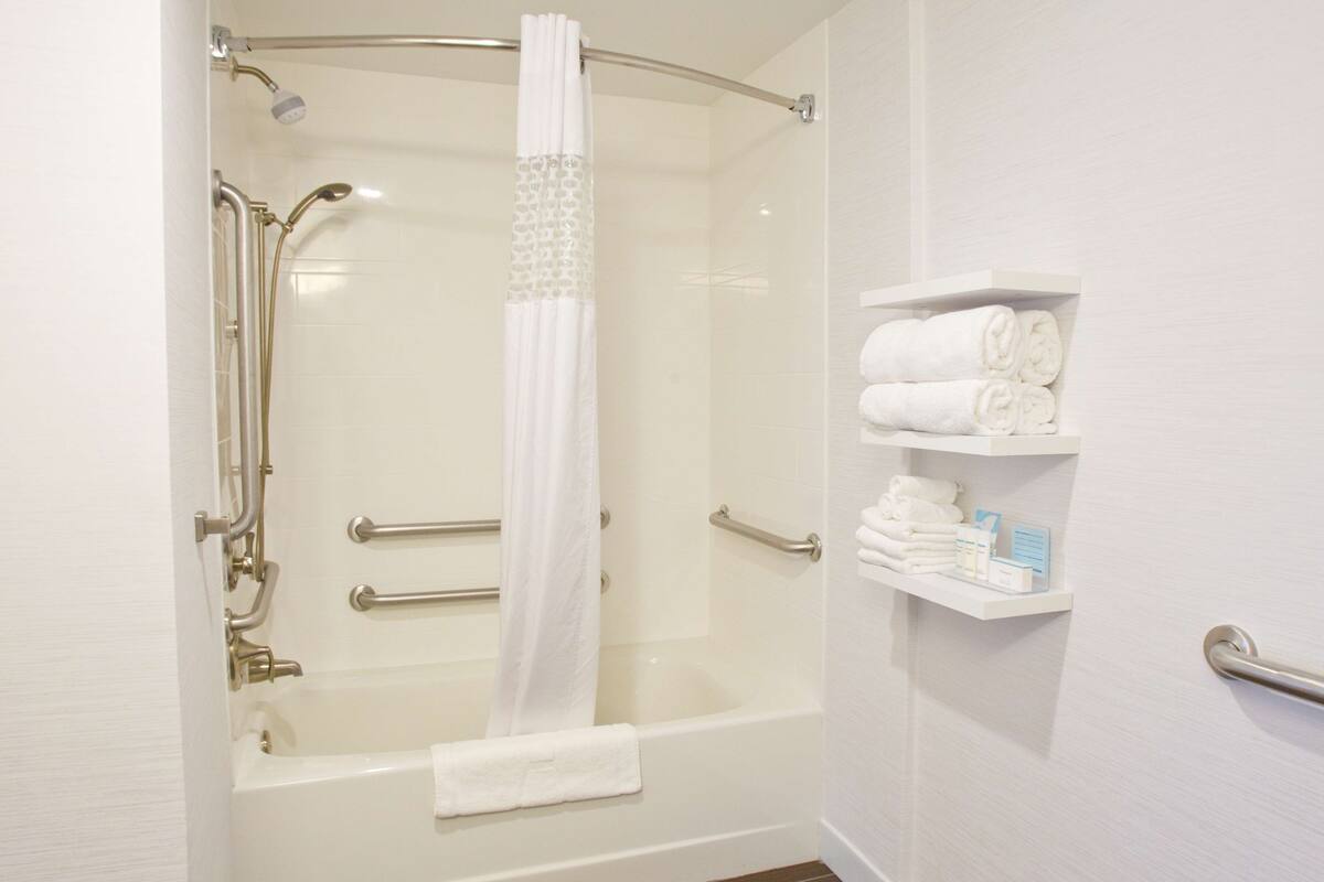 suite, 1 king bed, accessible | bathroom | free toiletries, hair dryer, towels, soap