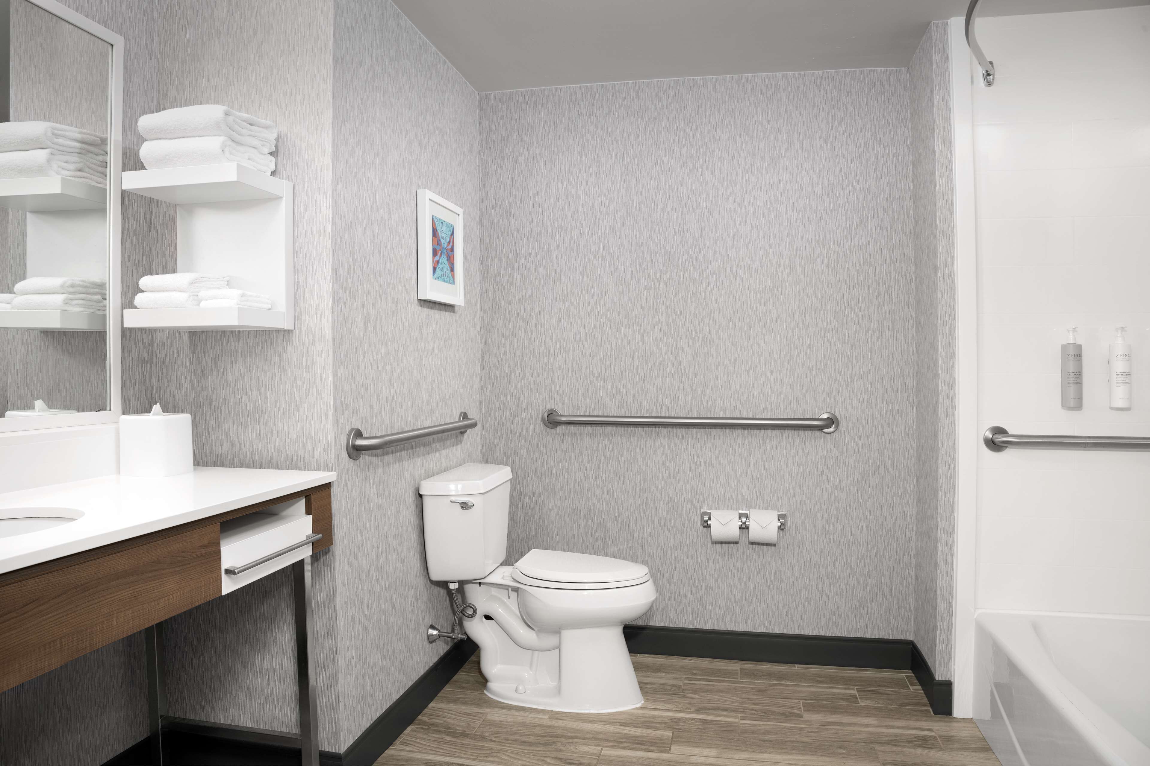 room, 1 king bed, accessible, bathtub (mobility/hearing) | bathroom | shower, free toiletries, hair dryer, towels