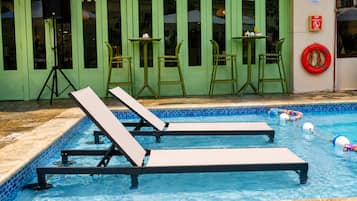 Outdoor pool, pool loungers