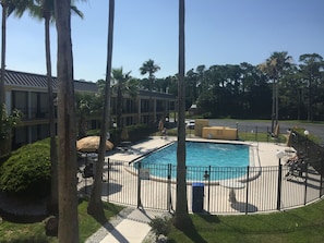 Outdoor pool, sun loungers