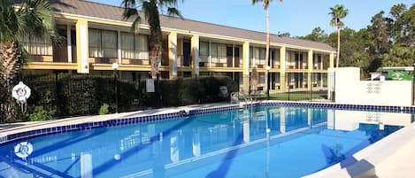 Outdoor pool, pool loungers