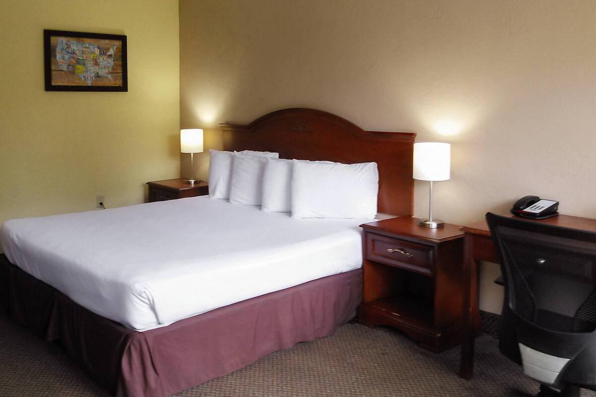 Desk, blackout drapes, rollaway beds (surcharge), WiFi (free)