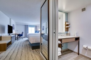 Room, 2 Queen Beds, Non Smoking | Desk, laptop workspace, blackout drapes, iron/ironing board